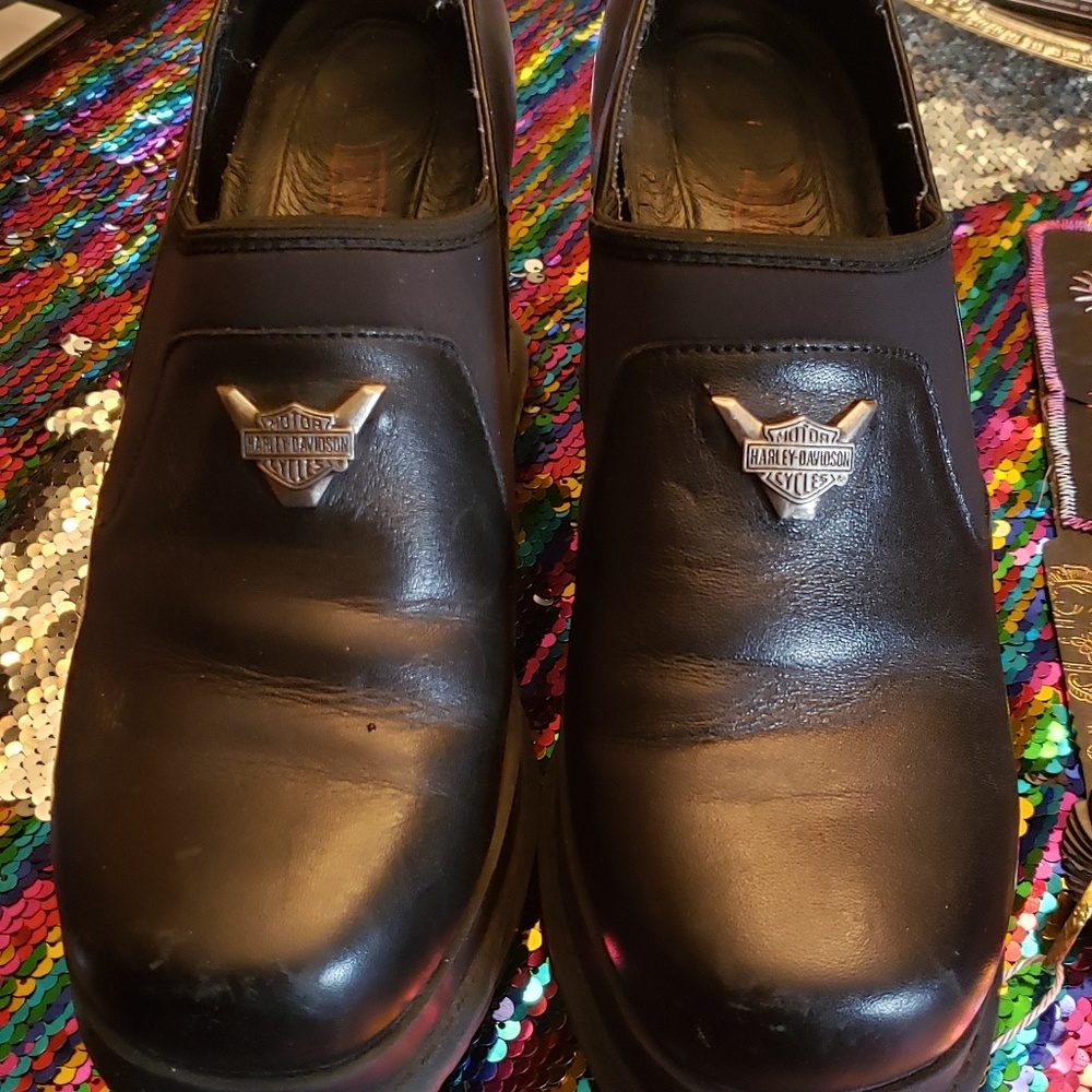 Black Harley Davidson Soft heel Shoes